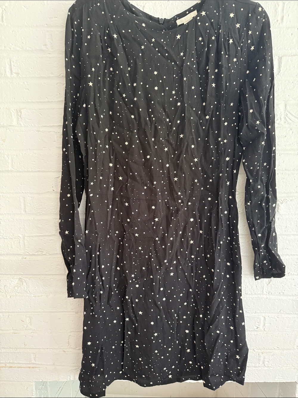 H&M Black Star-Print Long Sleeve Mini Dress